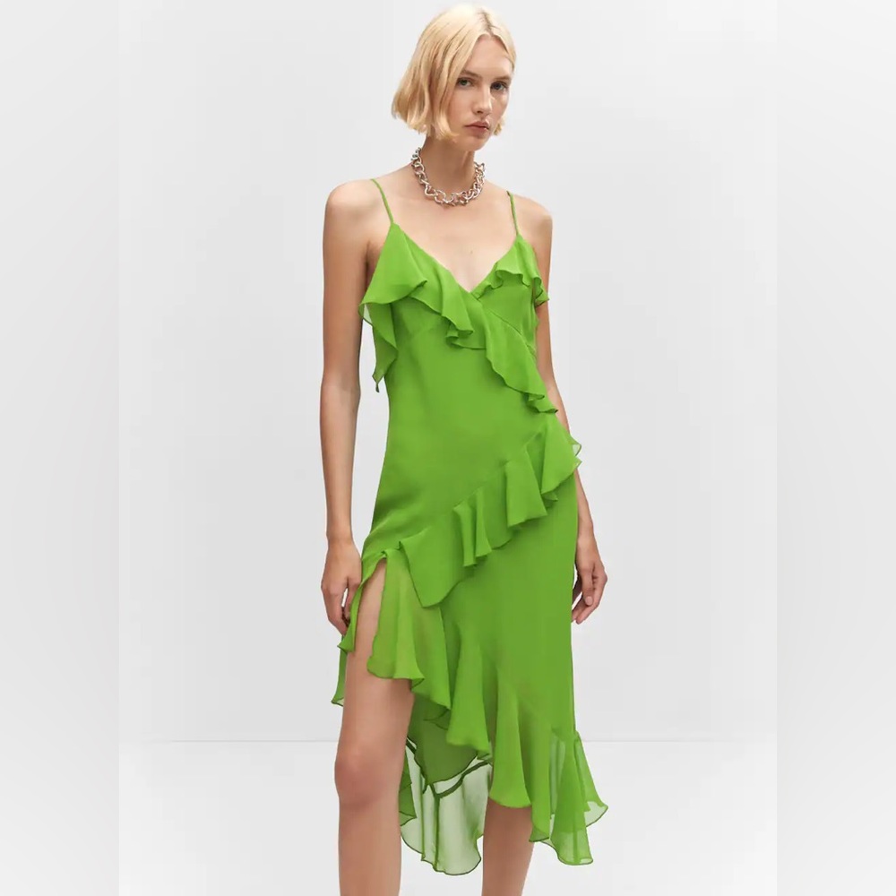 Mango Green Ruffle Maxi Dress - Picture 11 of 11